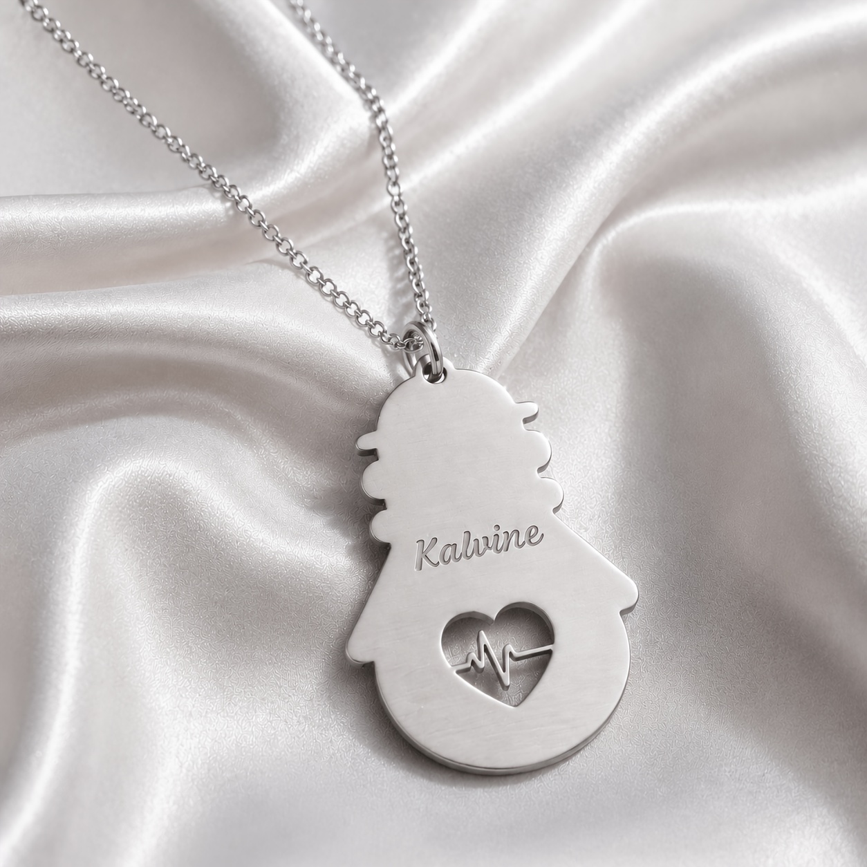 Personalized 18K Gold Plated Heart EKG Name Necklace